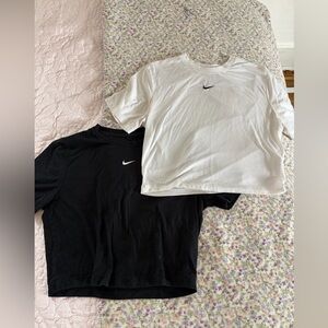 2 Nike Women's Black and White Crop Tops